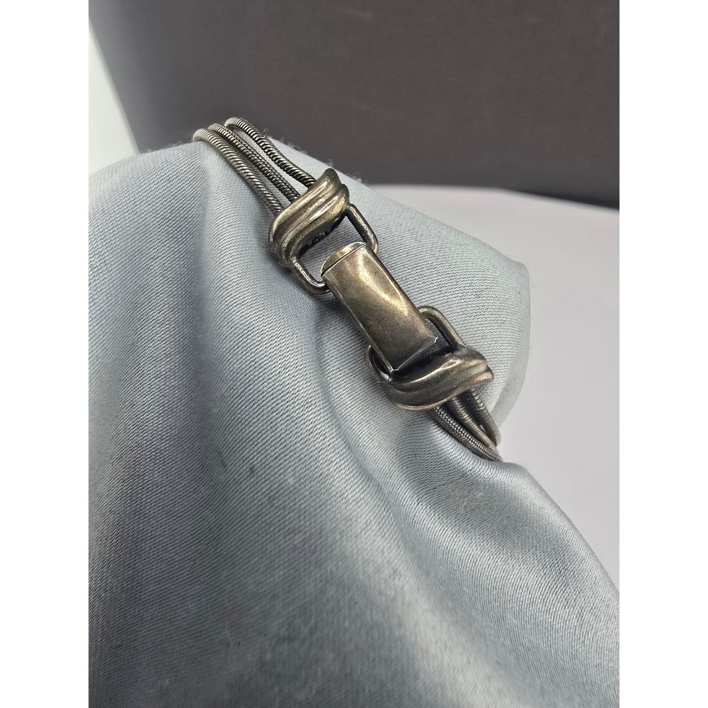 Lenox Bracelet Sterling Silver Heart Footprints Sand Snake Chain RARE 7in - Picture 13 of 16